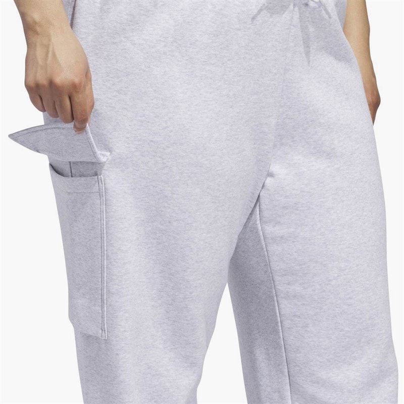 Womens Essentials Linear Logo Fleece Cargo Joggers Light Grey Heather - Image 5