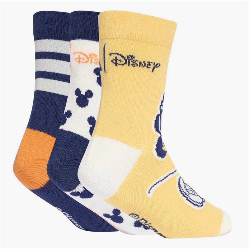 Kids x Disney Mickey Mouse Three Pack Crew Socks Dark Blue/Off White/Semi Ice Tangerine - Image 2