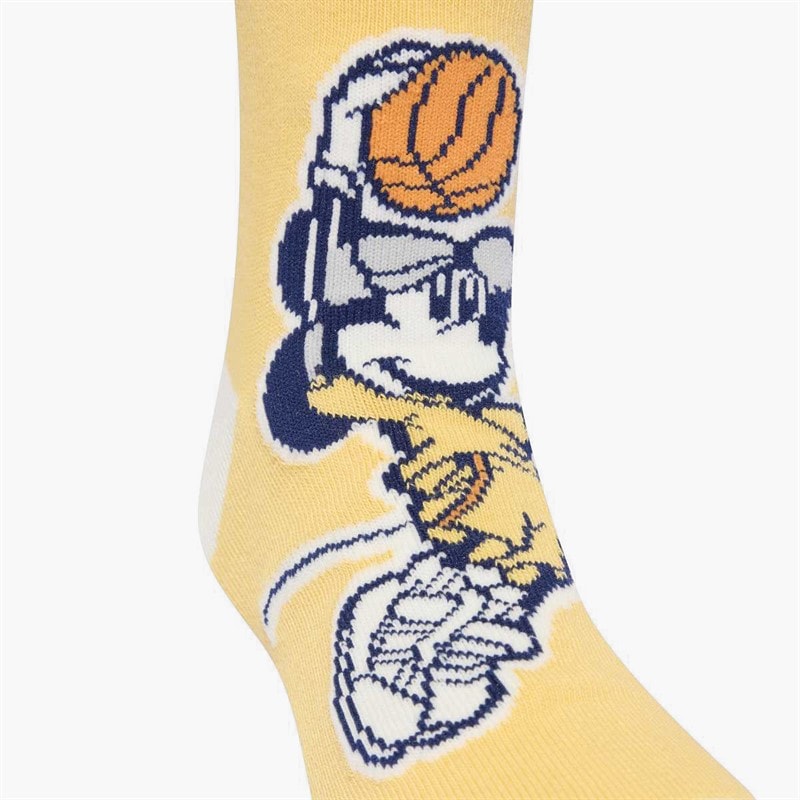Kids x Disney Mickey Mouse Three Pack Crew Socks Dark Blue/Off White/Semi Ice Tangerine - Image 3