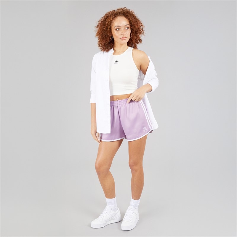 Womens Adicolour 3-Stripes Sprinter Shorts Light Orchid - Image 4
