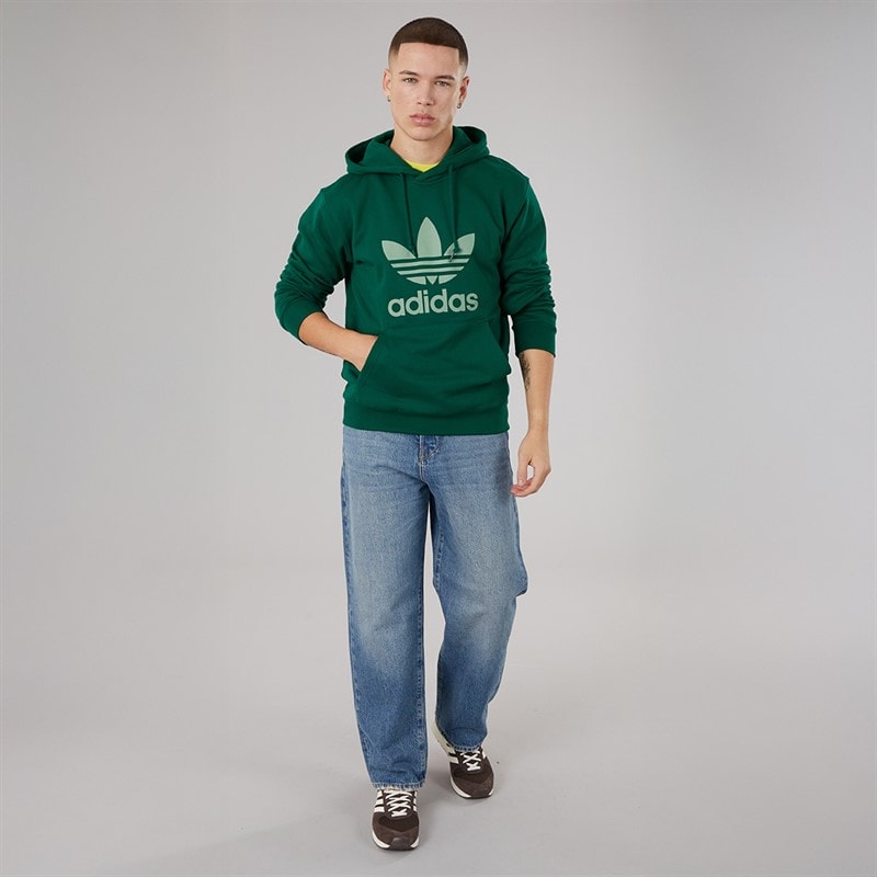 Mens Adicolour Classics Trefoil Hoodie Collegiate Green - Image 4