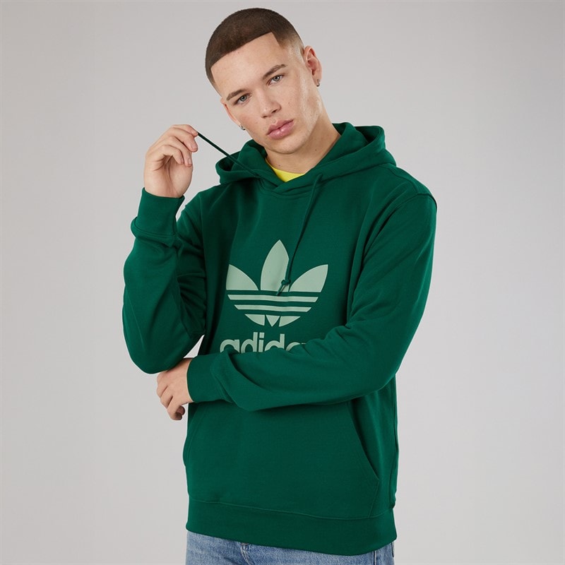 Mens Adicolour Classics Trefoil Hoodie Collegiate Green - Image 5