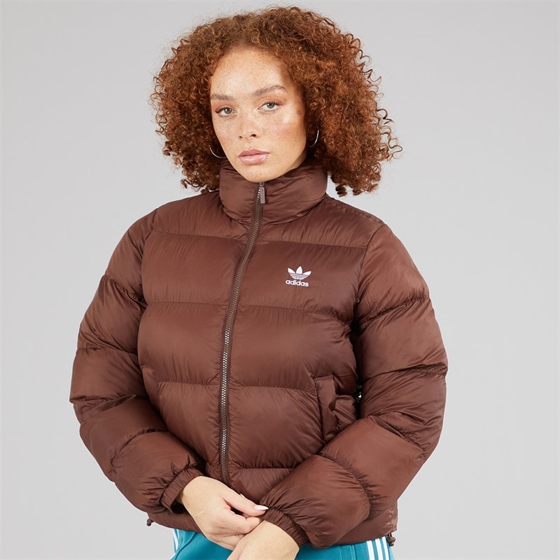 Womens Adicolor Short Puffer Jacket Auburn - Image 3