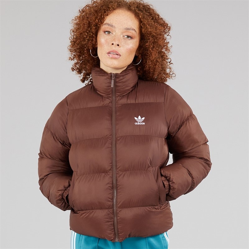 Womens Adicolor Short Puffer Jacket Auburn - Image 5