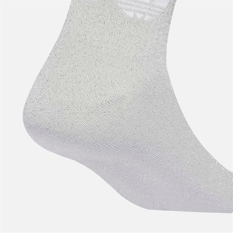 Mens 3-Stripes Trefoil Glitter Two Pack Crew Socks Silver Metallic/White - Image 4
