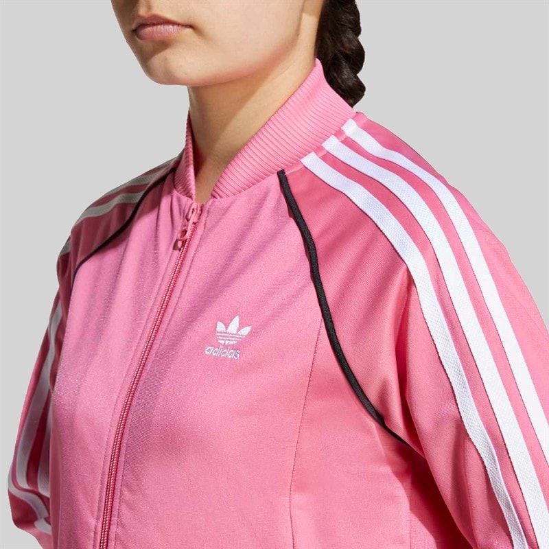 Junior Girls Adicolor Superstar Track Top Pink Fushion - Image 3