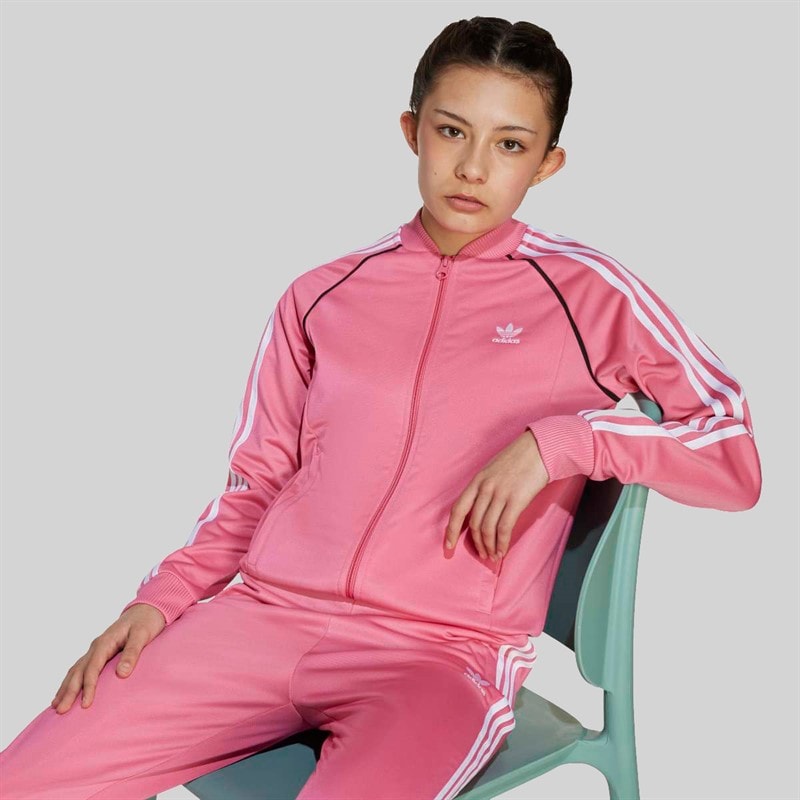 Junior Girls Adicolor Superstar Track Top Pink Fushion - Image 4