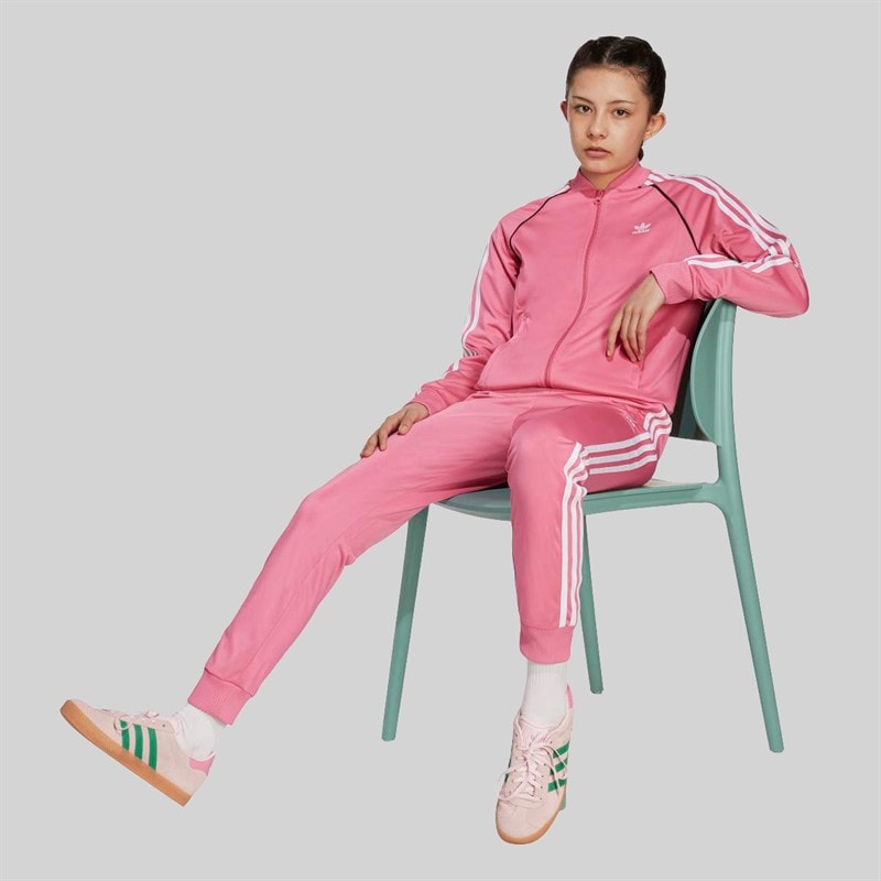Junior Girls Adicolor Superstar Track Top Pink Fushion - Image 5