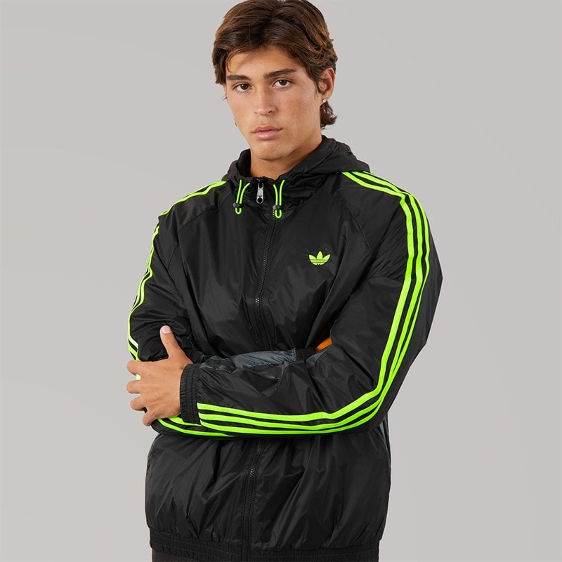 adidas Originals Mens Cutline Windbreaker Jacket Black/Signal Green