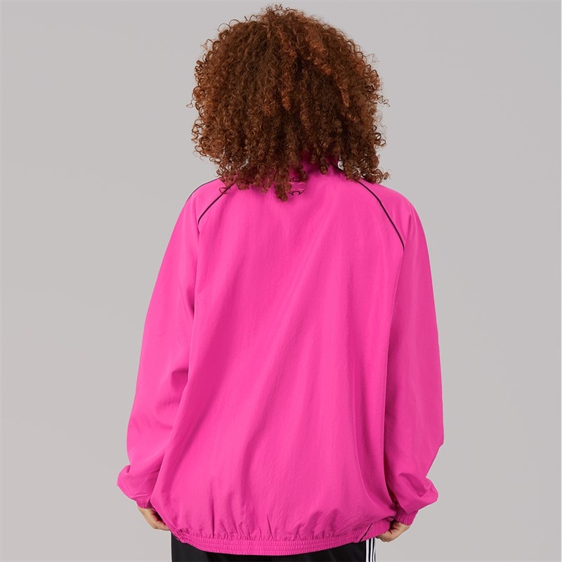 Womens Teamgeist Adicolor Oversized Woven Full Zip Track Top Semi Lucid Fuchsia/Black - Image 3