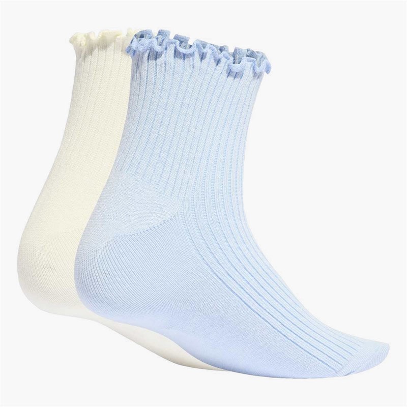Womens Ruffle Two Pack Quarter Socks Crystal Sky/Off White - Image 2