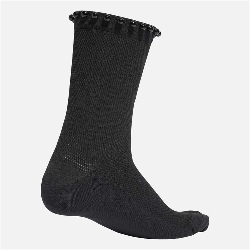 Womens Pearls Crew Socks Black - Image 2
