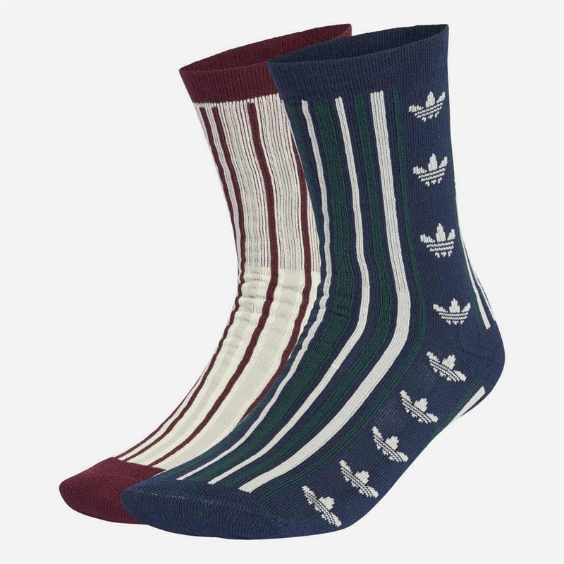 adidas Originals Two Pack Striped Crew Socks Night Indigo/Off White