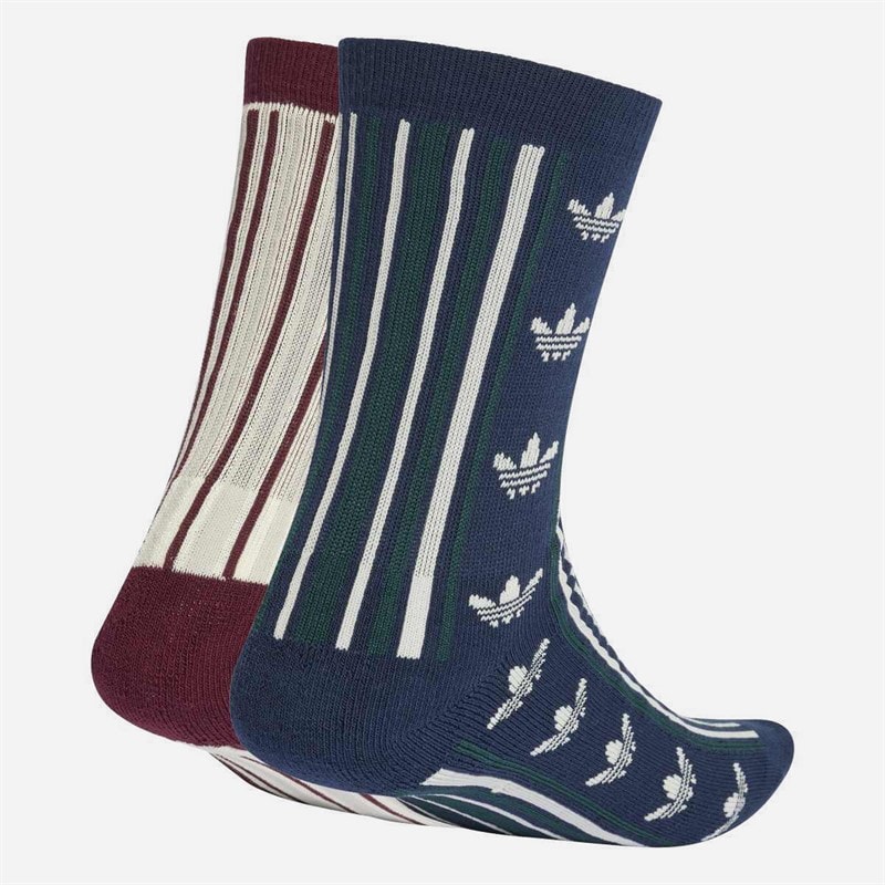 Two Pack Striped Crew Socks Night Indigo/Off White - Image 2