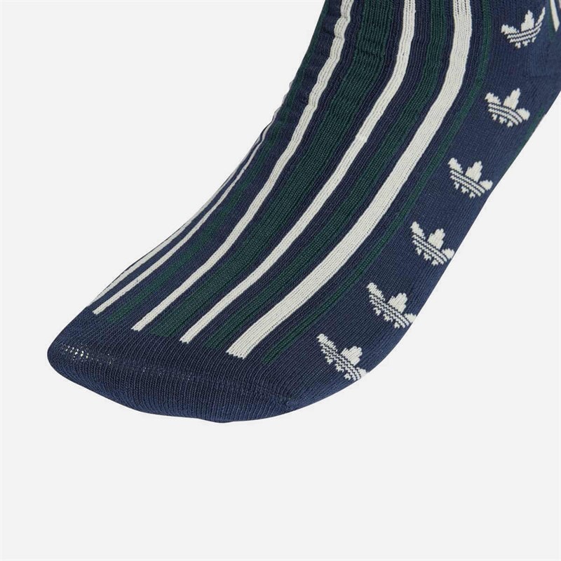 Two Pack Striped Crew Socks Night Indigo/Off White - Image 3