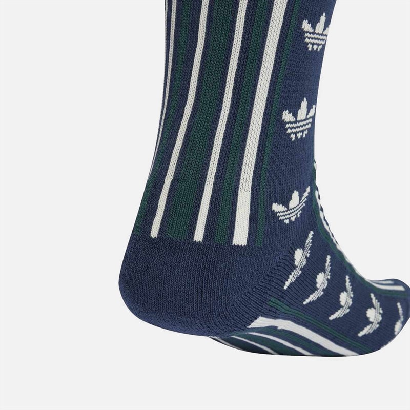 Two Pack Striped Crew Socks Night Indigo/Off White - Image 4