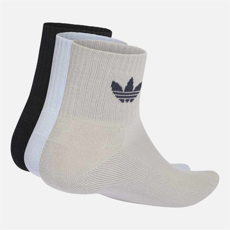 Trefoil Three Pack Quarter Socks Crystal Sky/Black/Grey Two - Image 2