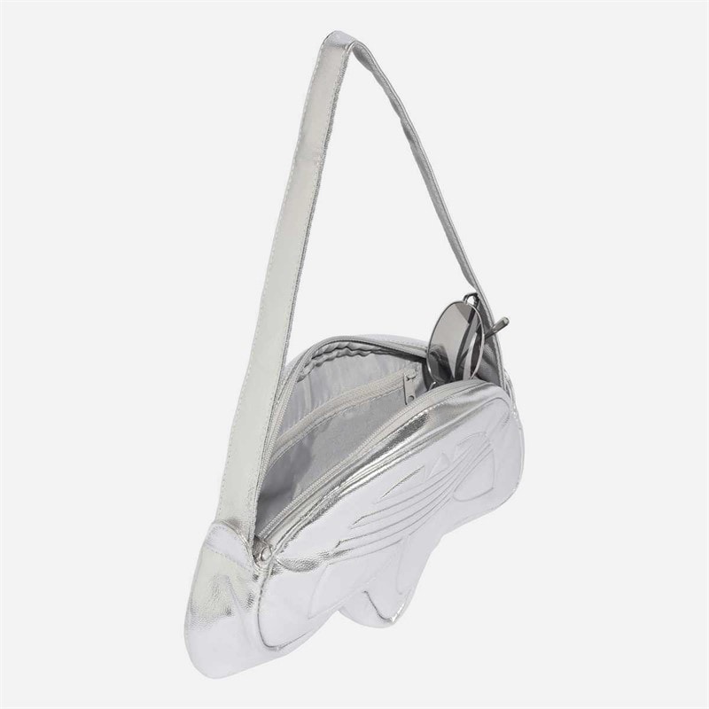 Womens Trefoil Shoulder Bag Silver Metallic - Image 3