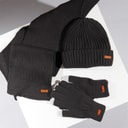 Mens Hat Glove And Scarf Set Charcoal