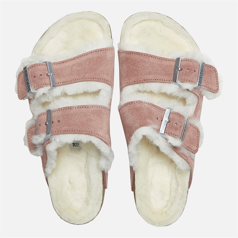 Womens Arizona Shearling Lined Dual Strap Sandals Pink Clay - Image 3