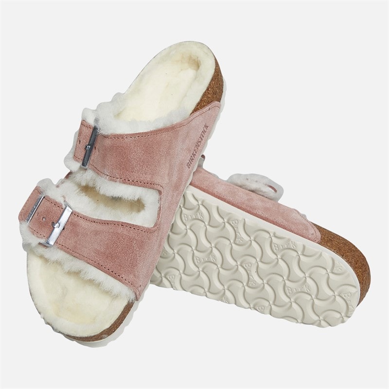Womens Arizona Shearling Lined Dual Strap Sandals Pink Clay - Image 4