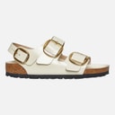 Womens Milano Ankle Strap Sandals High Shine Ecru