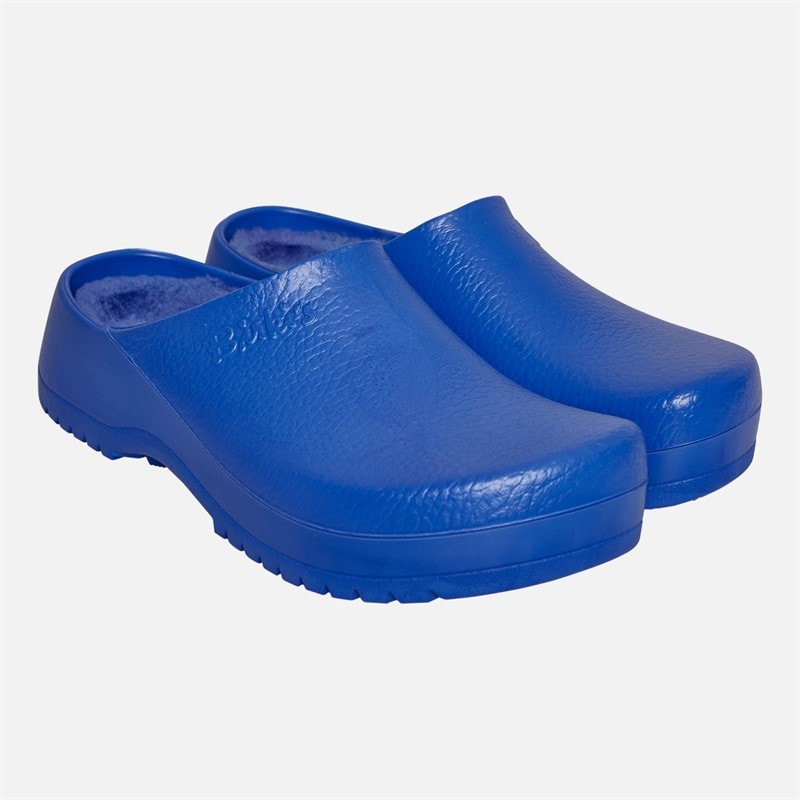 Super Birki PU Fur Lined Clogs Blue - Image 2