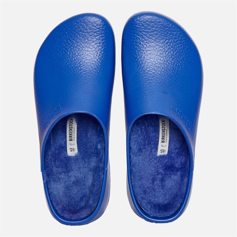 Super Birki PU Fur Lined Clogs Blue - Image 3
