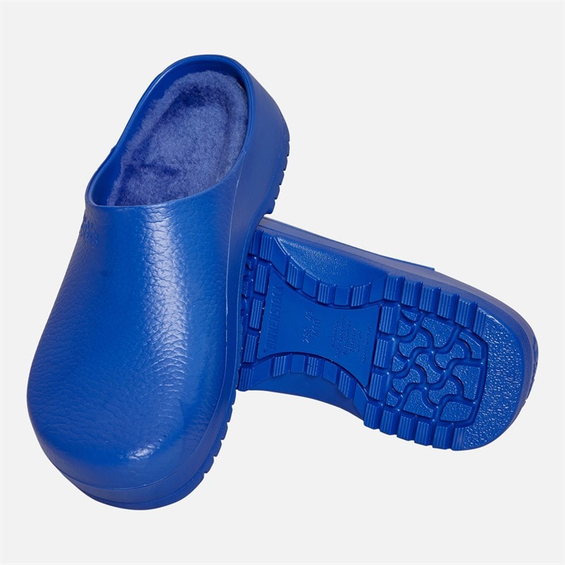 Super Birki PU Fur Lined Clogs Blue - Image 4