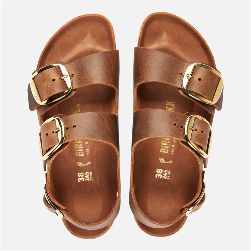 Womens Milano Big Buckle Sandals Cognac - Image 3