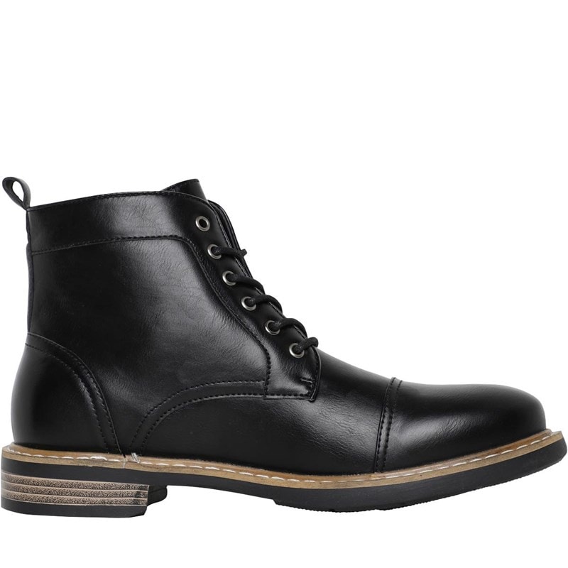 Mens Tram Toe Cap Boots Black - Image 5