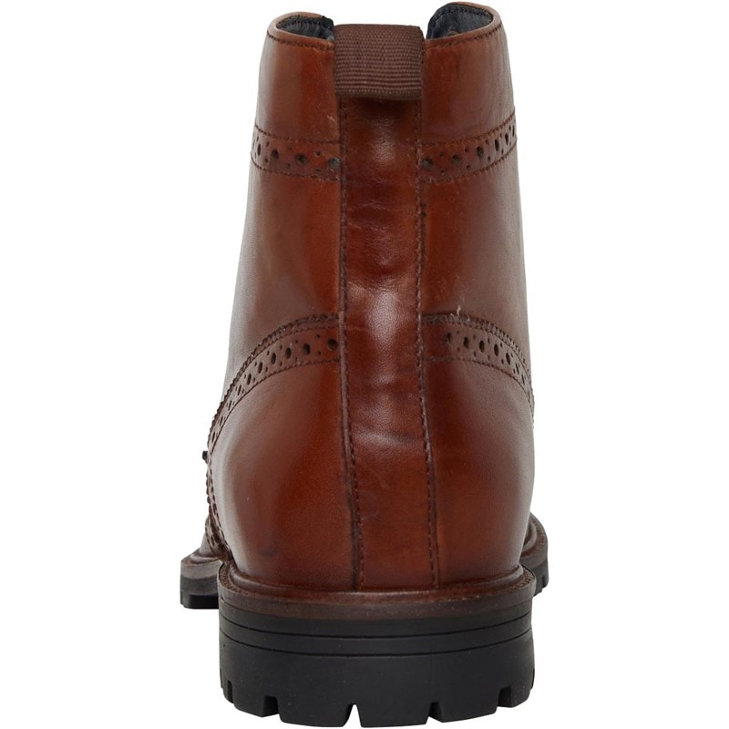 Mens Duke Leather Brogue Boots Tan - Image 3