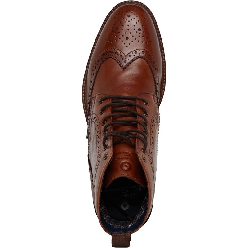 Mens Duke Leather Brogue Boots Tan - Image 4