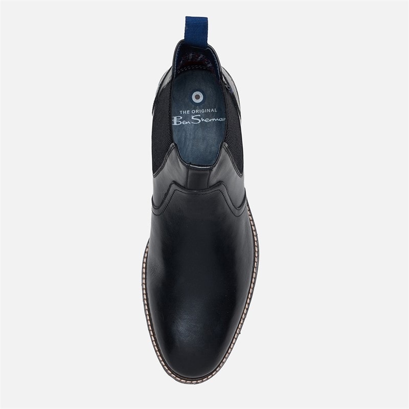 Mens Baron Leather Chelsea Boots Black - Image 3