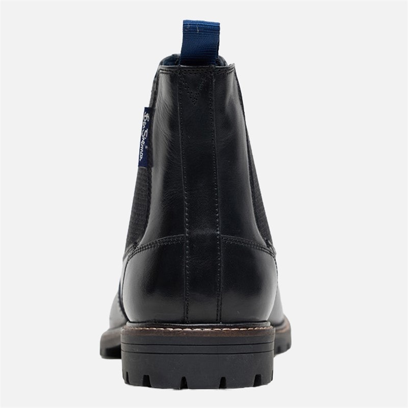 Mens Baron Leather Chelsea Boots Black - Image 4