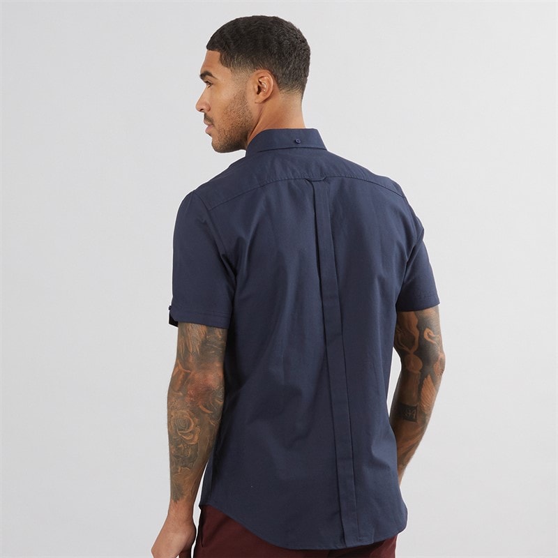 Mens Short Sleeve Oxford Shirt Dark Navy - Image 2