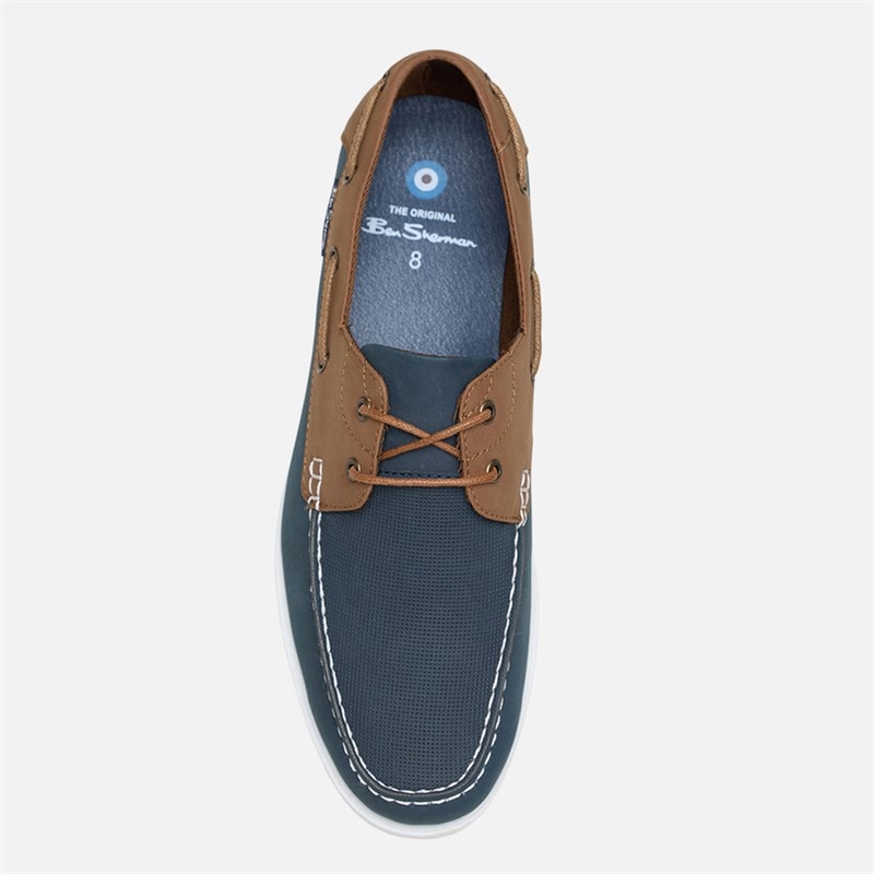 Mens Oceanic Deck Shoes Navy/Tan - Image 3