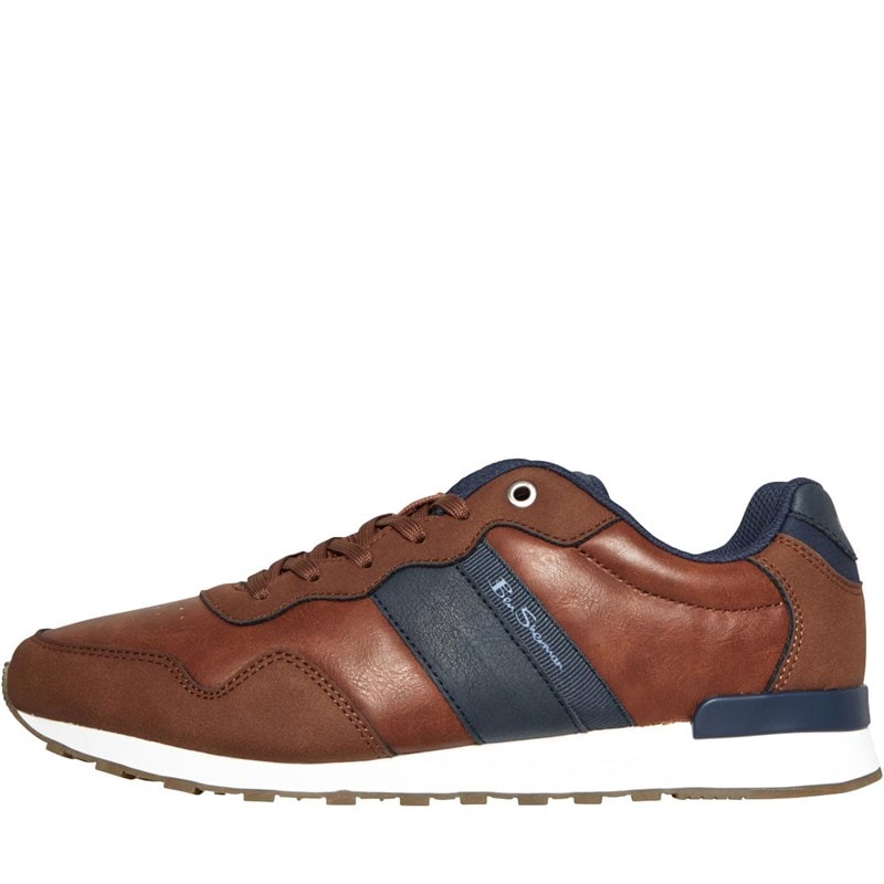 Mens Owen Retro Run Trainers Tan - Image 1