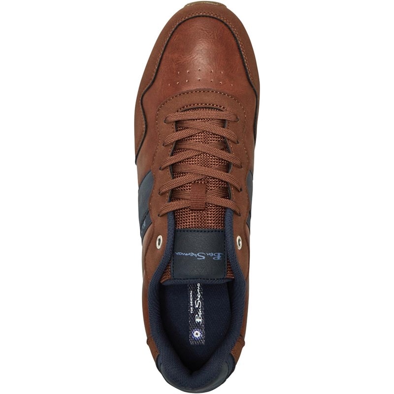 Mens Owen Retro Run Trainers Tan - Image 4
