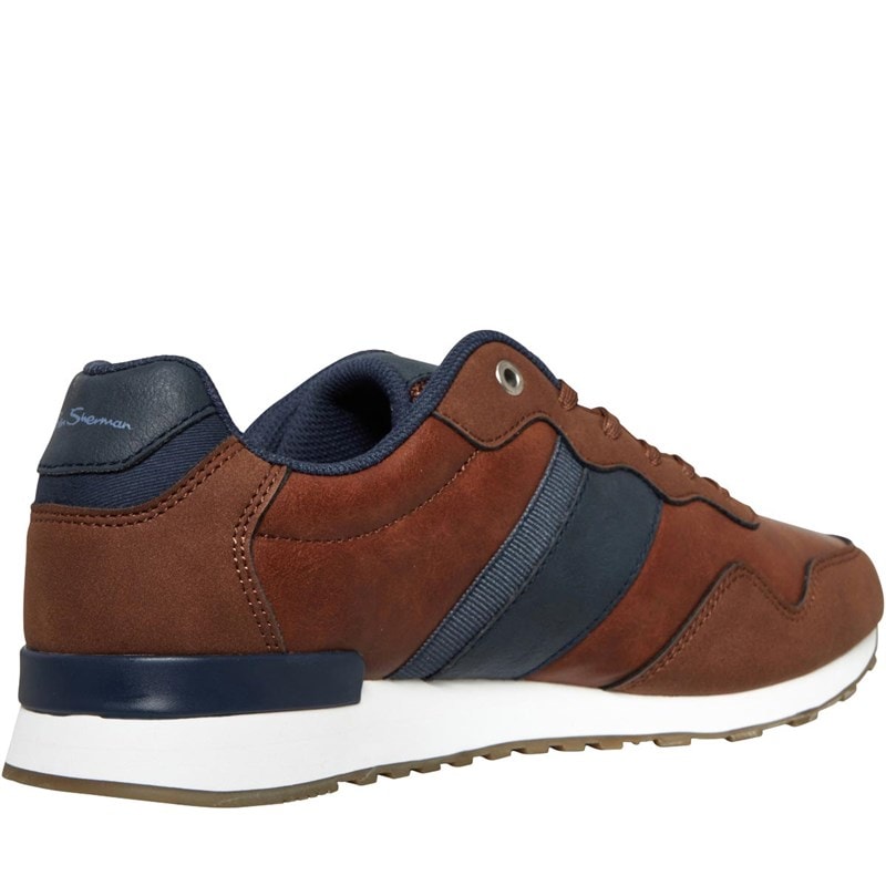 Mens Owen Retro Run Trainers Tan - Image 5