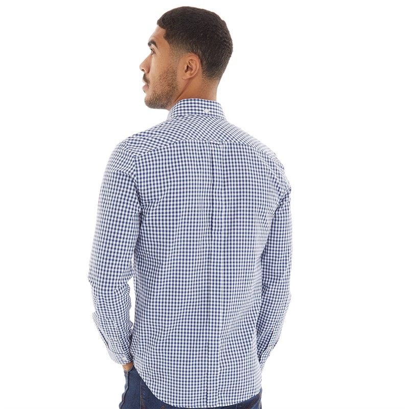 Mens Long Sleeve Gingham Dark Blue - Image 2