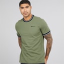 Mens Pique Ringer T-Shirt Pale Khaki
