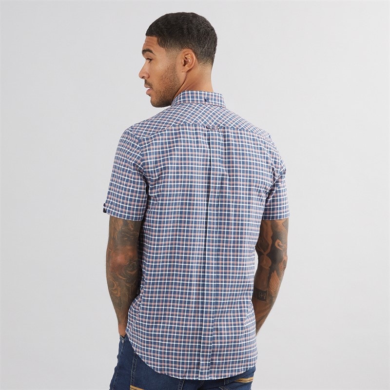 Mens Oxford Overcheck Shirt Blue Denim - Image 2
