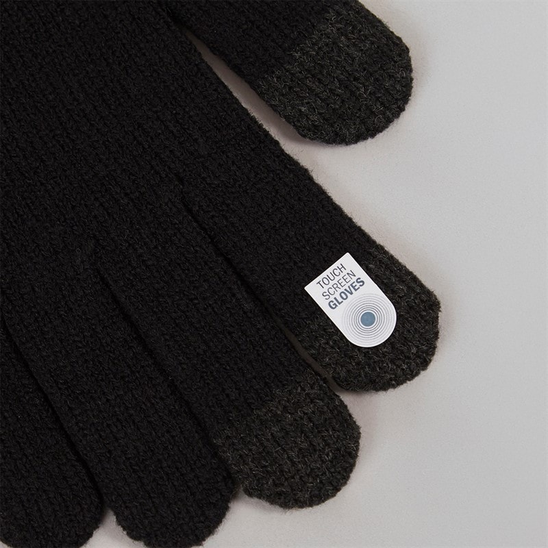 Mens Touchscreen Knitted Gloves Black - Image 3