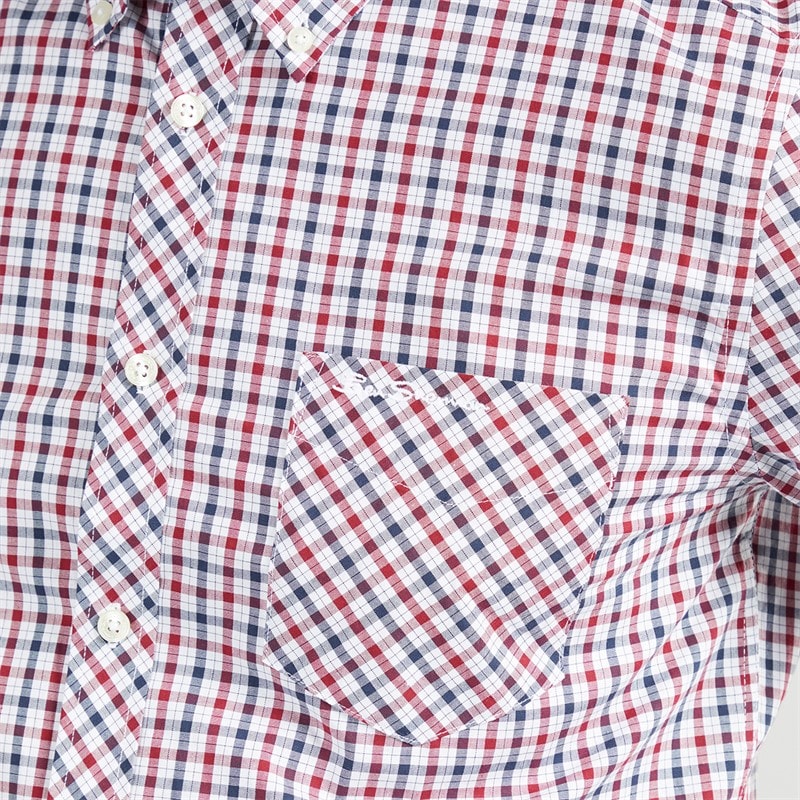 Mens Long Sleeve House Check Shirt Red - Image 3
