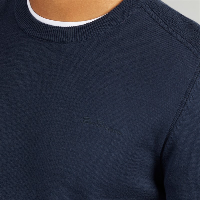 Mens Crew Neck Stitch Jumper Dark Navy - Image 3