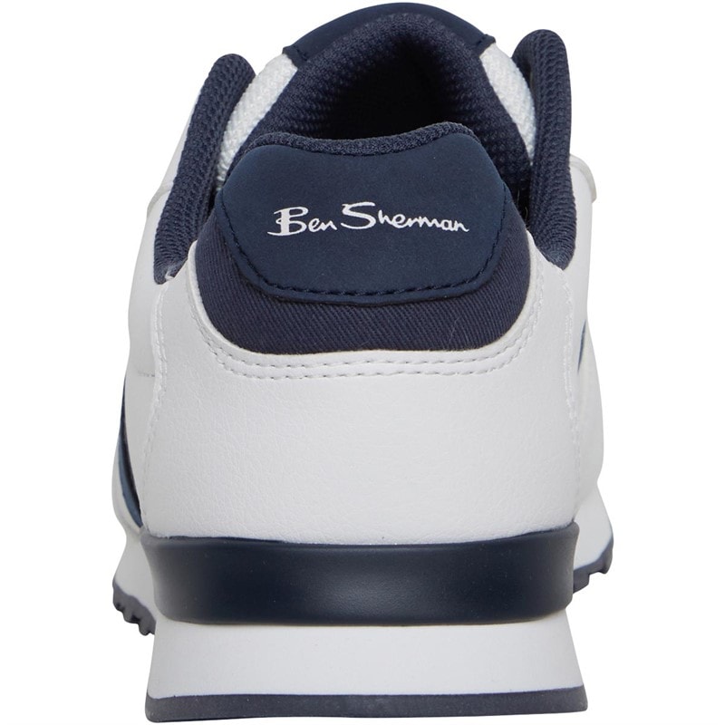 Mens Owen Retro Run Trainers White/Navy - Image 3