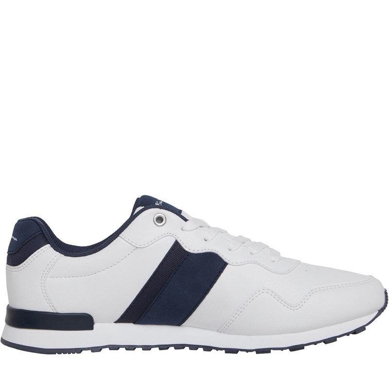 Mens Owen Retro Run Trainers White/Navy - Image 5