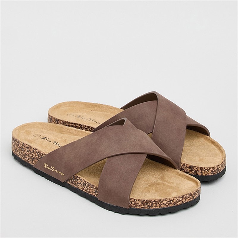 Mens Hayling Cross Strap Sandals Brown - Image 2