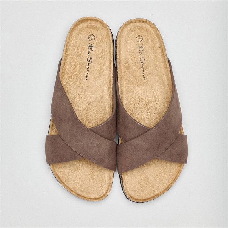 Mens Hayling Cross Strap Sandals Brown - Image 3